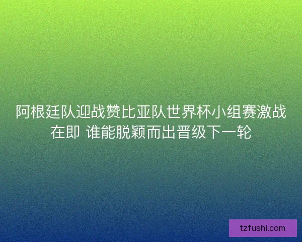 阿根廷队迎战赞比亚队世界杯小组赛激战在即 谁能脱颖而出晋级下一轮