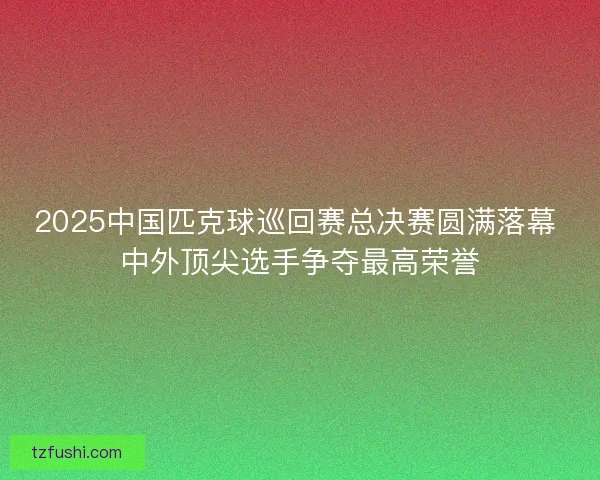 2025中国匹克球巡回赛总决赛圆满落幕 中外顶尖选手争夺最高荣誉
