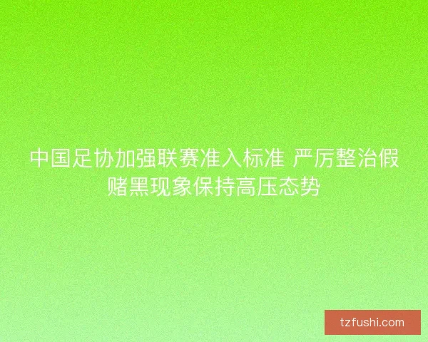 中国足协加强联赛准入标准 严厉整治假赌黑现象保持高压态势