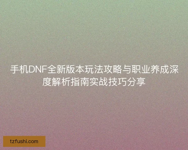 手机DNF全新版本玩法攻略与职业养成深度解析指南实战技巧分享